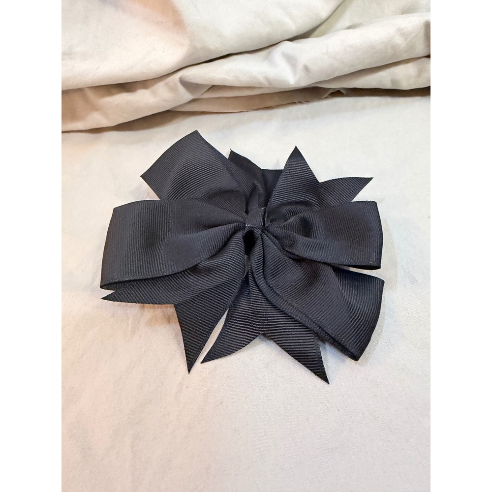 Girls Black Grosgrain Ribbon Boutique Hair Bow Alligator Clip Accessory